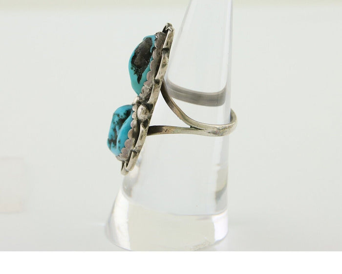 Navajo Handmade Ring 925 Silver Turquoise Artist Signed F C.80's