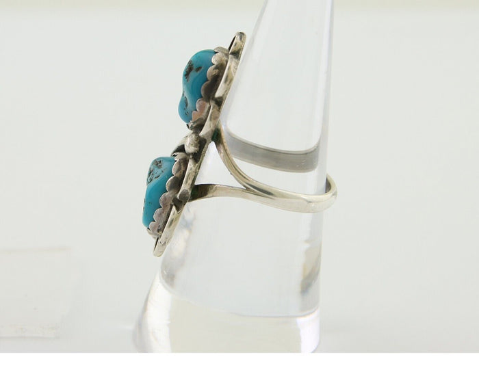 Navajo Handmade Ring 925 Silver Turquoise Artist Signed F C.80's