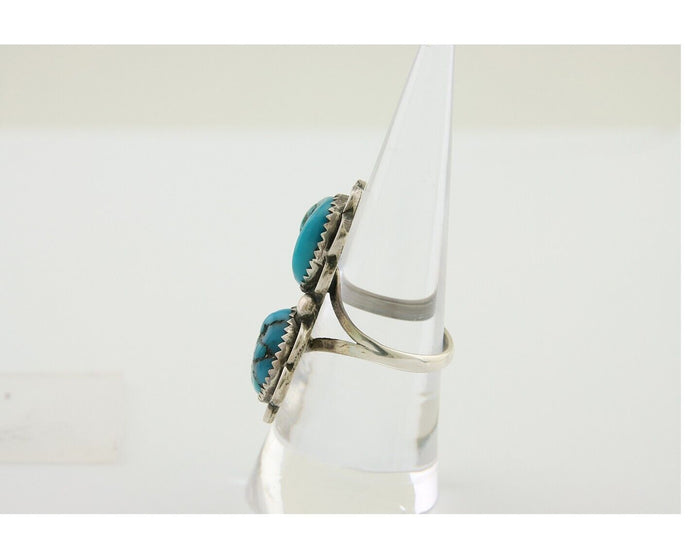 Navajo Handmade Ring 925 Silver Turquoise Artist Signed F C.80's