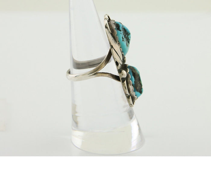 Navajo Handmade Ring 925 Silver Turquoise Artist Signed F C.80's