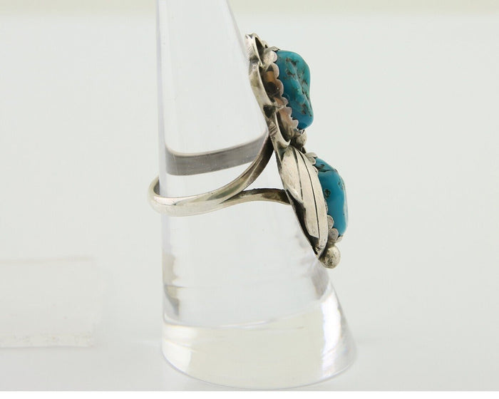 Navajo Handmade Ring 925 Silver Turquoise Artist Signed F C.80's