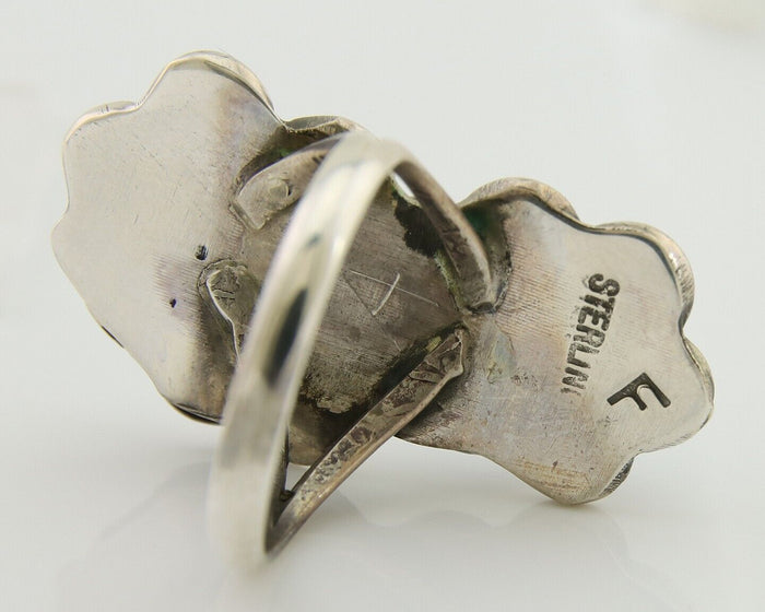 Navajo Handmade Ring 925 Silver Turquoise Artist Signed F C.80's