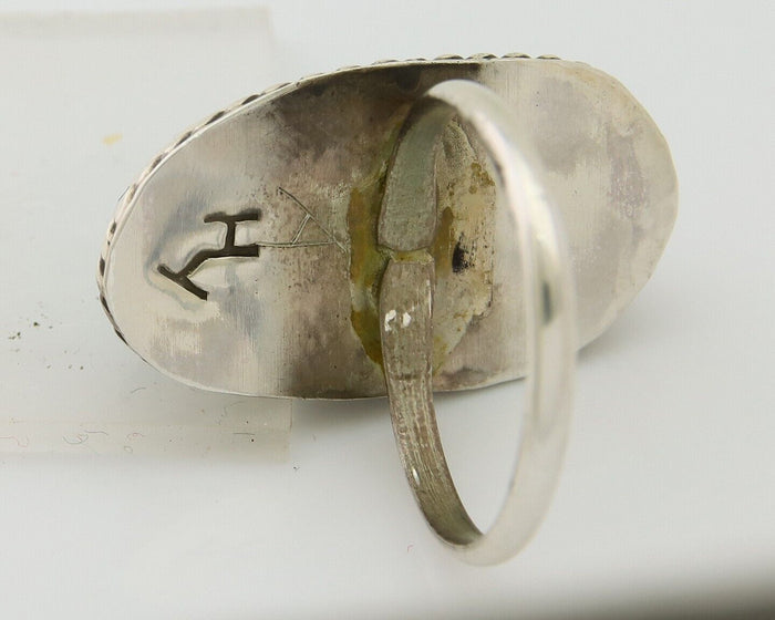 Navajo Handmade Ring .925 Silver Turquoise Artist Signed Henrietta Yesele C.80's