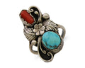 Navajo Handmade Ring 925 Silver Turquoise & Coral Artist Signed Dan Whitegoat 80