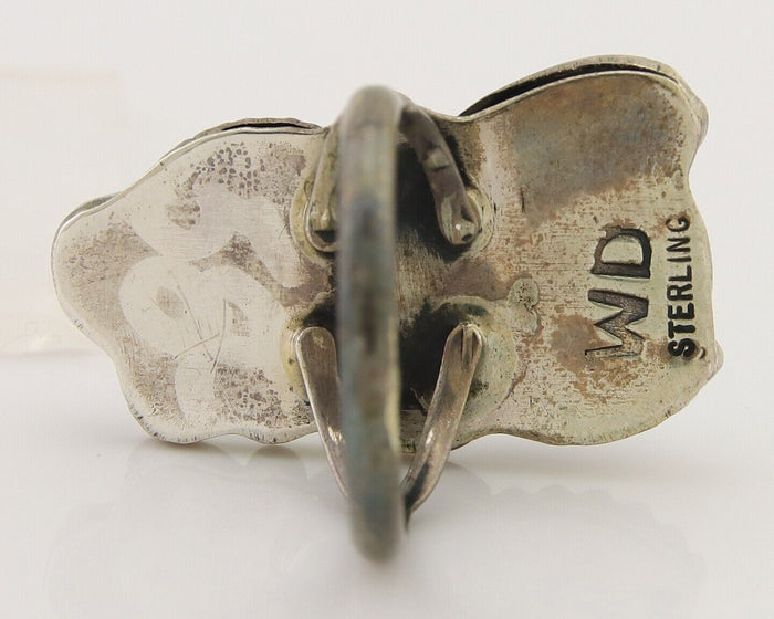 Navajo Handmade Ring 925 Silver Turquoise & Coral Artist Signed Dan Whitegoat 80