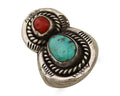 Navajo Handmade Ring 925 Silver Turquoise & Coral Native Artist C.80's