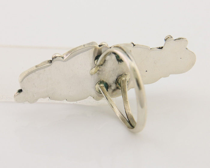 Navajo Handmade Ring 925 Silver Turquoise & Coral Native Artist C.80's