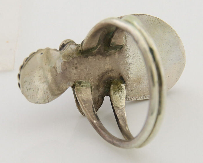 Navajo Handmade Ring 925 Silver Turquoise & Coral Native Artist C.80's