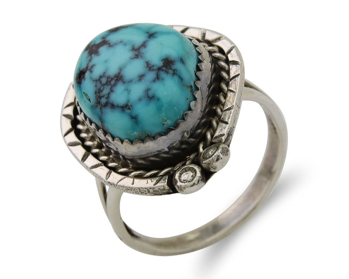 Navajo Handmade Ring 925 Silver Turquoise Native American Artist C.80's