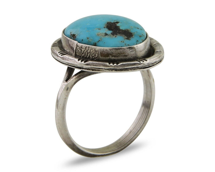 Navajo Handmade Ring 925 Silver Turquoise Native American Artist C.80's