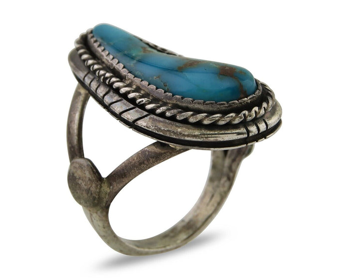 Navajo Handmade Ring 925 Silver Turquoise Native American Artist C.80's