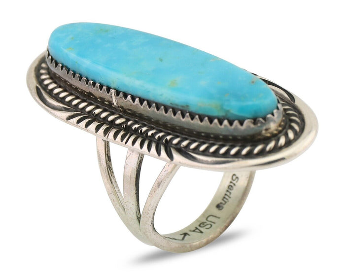 Navajo Handmade Ring 925 Silver Turquoise Native American Artist C.80's