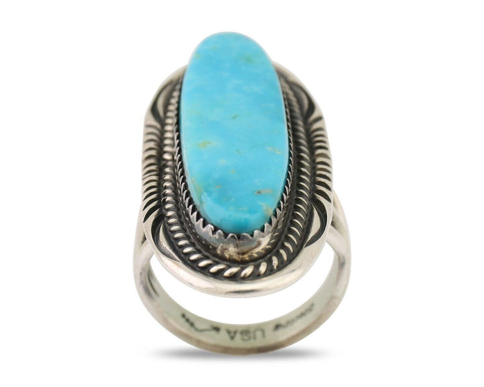 Navajo Handmade Ring 925 Silver Turquoise Native American Artist C.80's