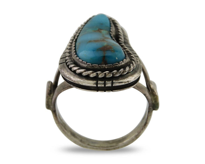 Navajo Handmade Ring 925 Silver Turquoise Native American Artist C.80's