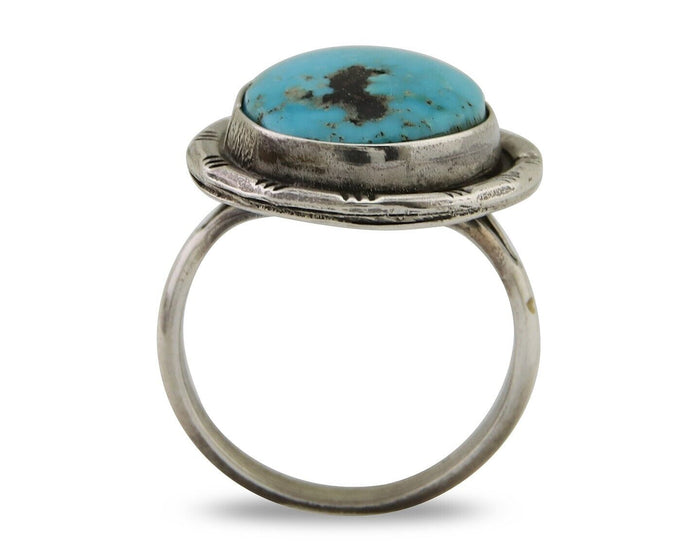 Navajo Handmade Ring 925 Silver Turquoise Native American Artist C.80's