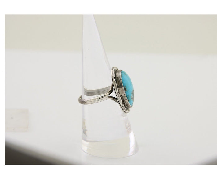 Navajo Handmade Ring 925 Silver Turquoise Native American Artist C.80's