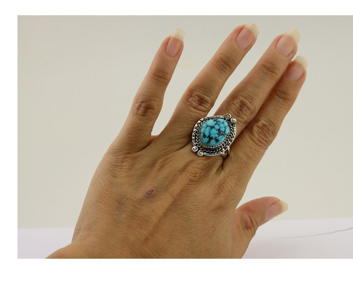 Navajo Handmade Ring 925 Silver Turquoise Native American Artist C.80's