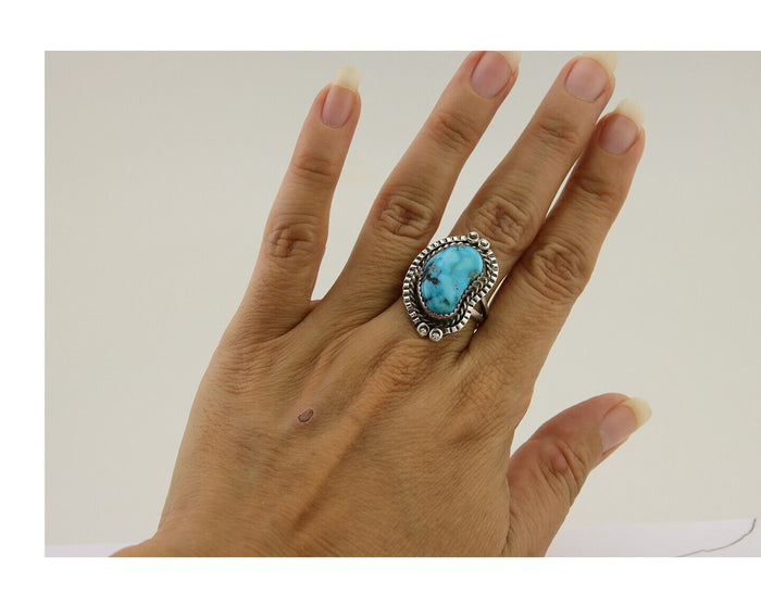 Navajo Handmade Ring 925 Silver Turquoise Native American Artist C.80's