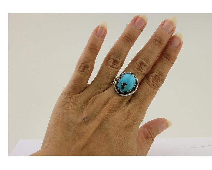 Navajo Handmade Ring 925 Silver Turquoise Native American Artist C.80's