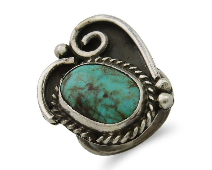 Navajo Handmade Ring 925 Silver Turquoise Native Artist C.80's
