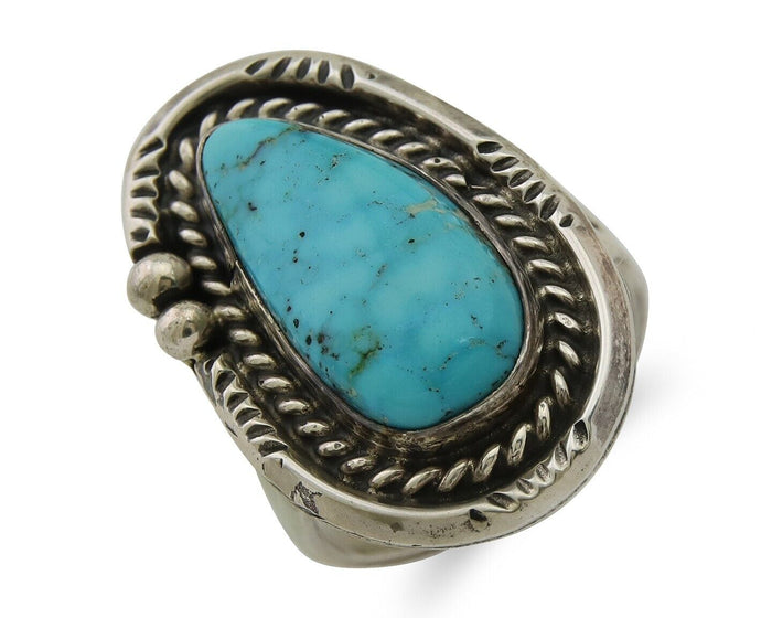 Navajo Handmade Ring 925 Silver Turquoise Native Artist C.80's
