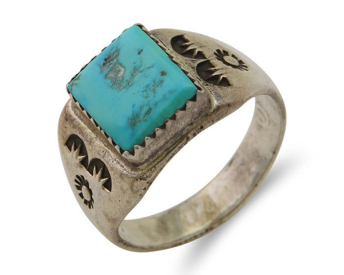 Navajo Handmade Ring 925 Silver Turquoise Native Artist C.80's