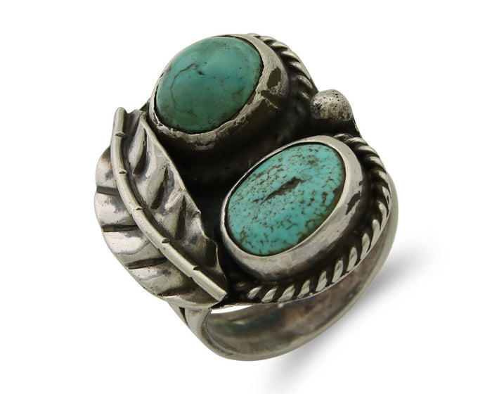 Navajo Handmade Ring 925 Silver Turquoise Native Artist C.80's