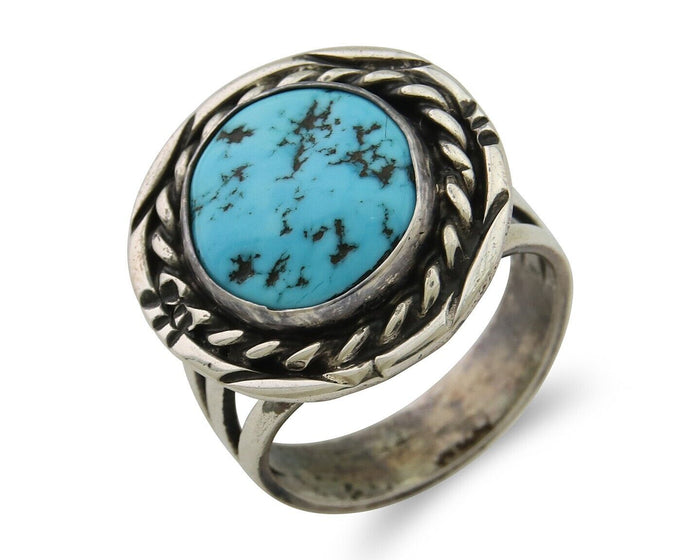 Navajo Handmade Ring 925 Silver Turquoise Native Artist C.80's