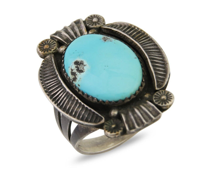 Navajo Handmade Ring 925 Silver Turquoise Native Artist C.80's