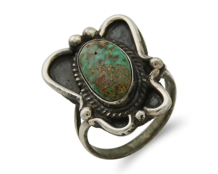 Navajo Handmade Ring 925 Silver Turquoise Native Artist C.80's