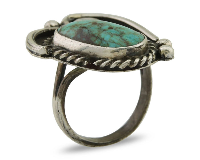 Navajo Handmade Ring 925 Silver Turquoise Native Artist C.80's