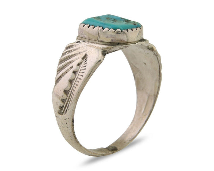 Navajo Handmade Ring 925 Silver Turquoise Native Artist C.80's