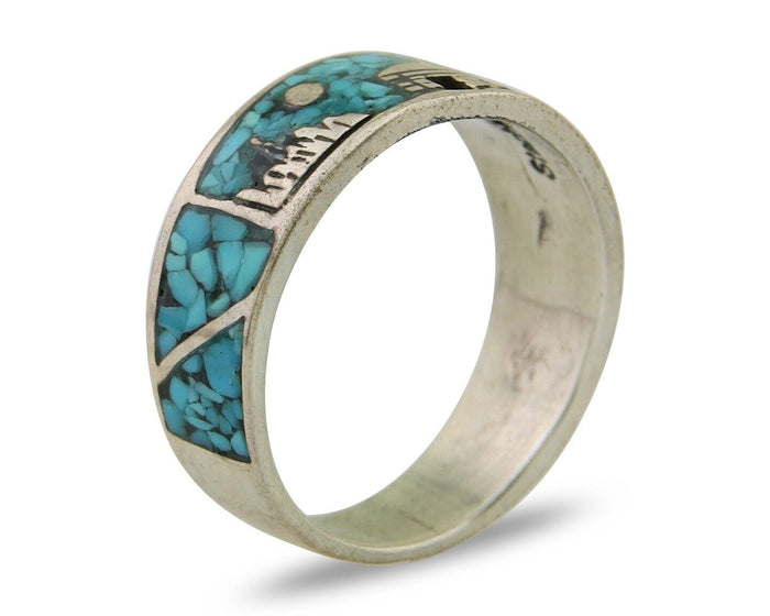 Navajo Handmade Ring 925 Silver Turquoise Native Artist C.80's
