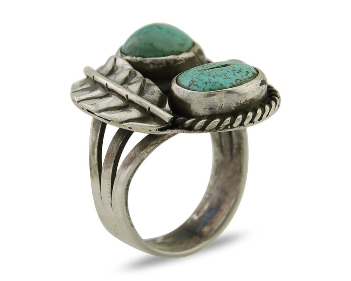 Navajo Handmade Ring 925 Silver Turquoise Native Artist C.80's