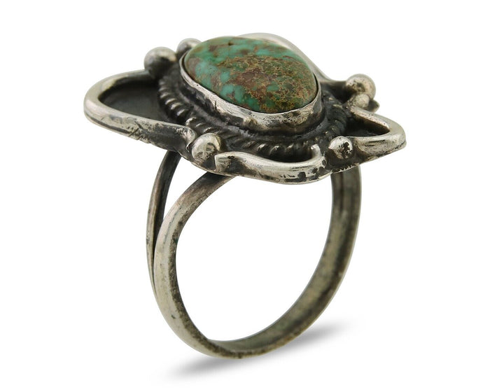 Navajo Handmade Ring 925 Silver Turquoise Native Artist C.80's
