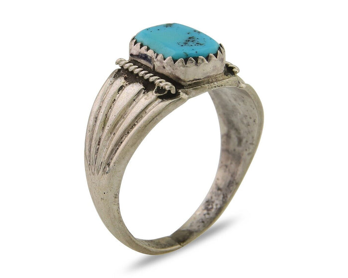 Navajo Handmade Ring 925 Silver Turquoise Native Artist C.80's