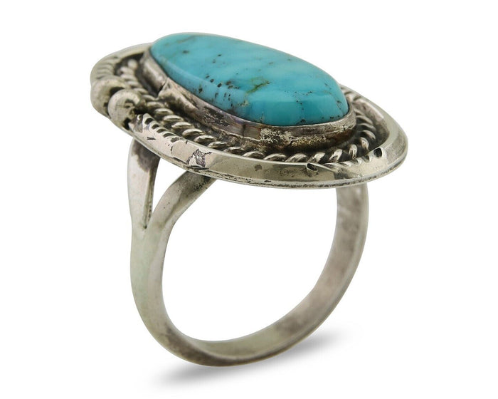 Navajo Handmade Ring 925 Silver Turquoise Native Artist C.80's