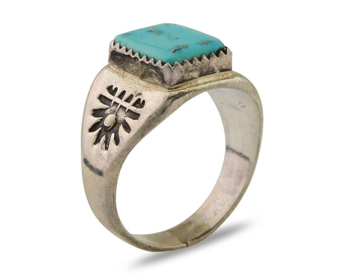 Navajo Handmade Ring 925 Silver Turquoise Native Artist C.80's