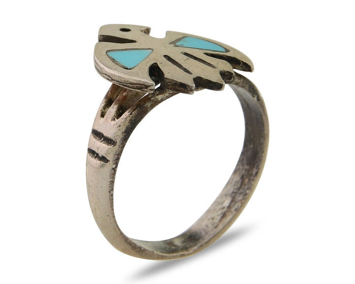 Navajo Handmade Ring 925 Silver Turquoise Native Artist C.80's
