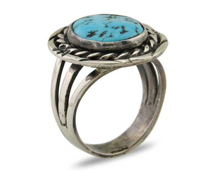 Navajo Handmade Ring 925 Silver Turquoise Native Artist C.80's