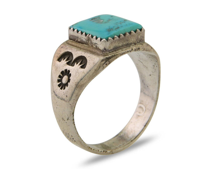 Navajo Handmade Ring 925 Silver Turquoise Native Artist C.80's