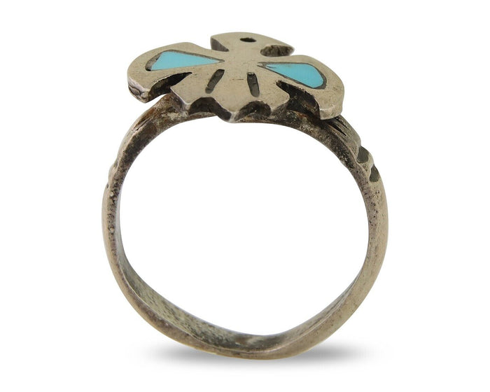 Navajo Handmade Ring 925 Silver Turquoise Native Artist C.80's