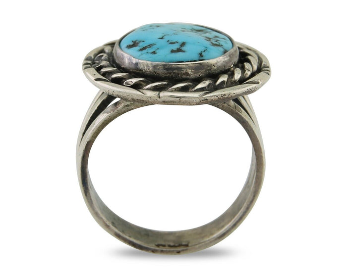 Navajo Handmade Ring 925 Silver Turquoise Native Artist C.80's