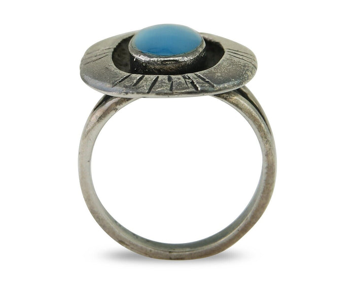 Navajo Handmade Ring 925 Silver Turquoise Native Artist C.80's