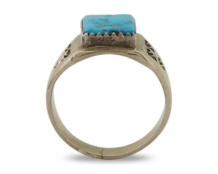 Navajo Handmade Ring 925 Silver Turquoise Native Artist C.80's