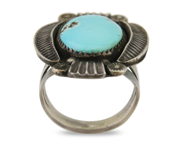 Navajo Handmade Ring 925 Silver Turquoise Native Artist C.80's