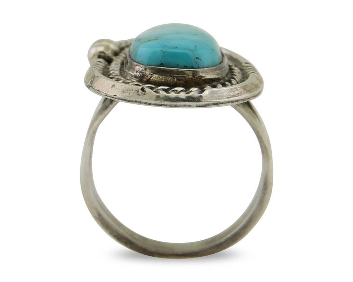 Navajo Handmade Ring 925 Silver Turquoise Native Artist C.80's