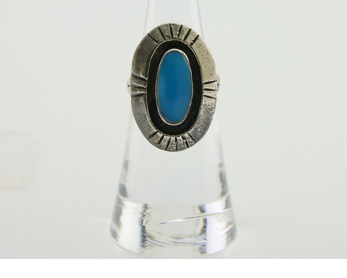 Navajo Handmade Ring 925 Silver Turquoise Native Artist C.80's