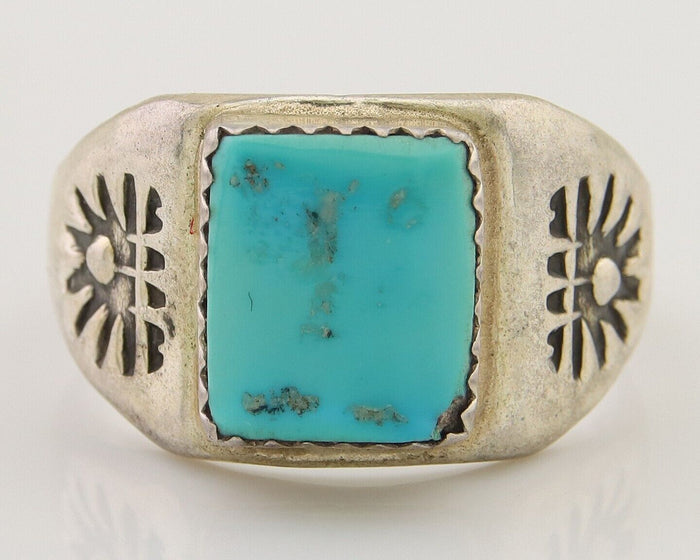 Navajo Handmade Ring 925 Silver Turquoise Native Artist C.80's