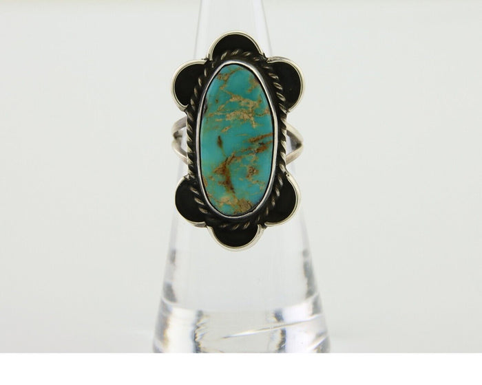Navajo Handmade Ring 925 Silver Turquoise Native Artist C.80's